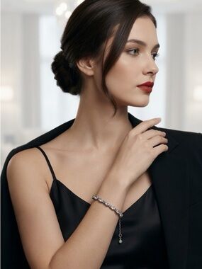 Diamond Pear 925 Sterling Silver Adjustable Slider Bracelet Boho Summer Party